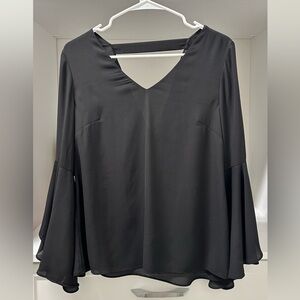 White House Black Market Black Flare Sleeve Blouse